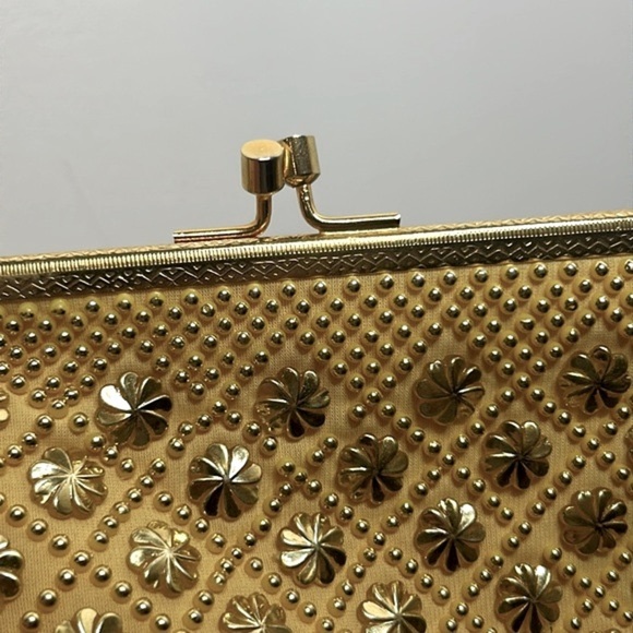 Vintage Handmade Yellow and Gold Beaded Evening Bag Made in Hong Kong - Picture 6 of 13